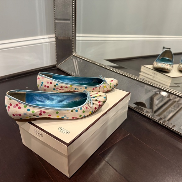 Coach Brooke Satin multi colored dot ballet flats - Picture 5 of 6